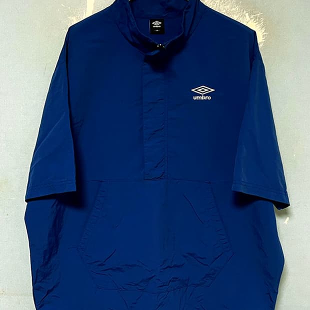 엄브로 남자 반팔티 클래식 아노락 바람막이 블루 반집업 L 105-110