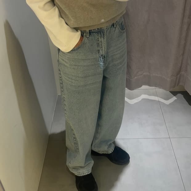 에잇세컨즈 연청 배기 데님 청바지 32