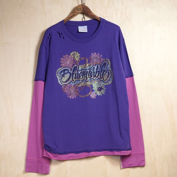 블루마블 라인스톤 롱 슬리브 티셔츠