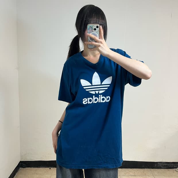 Adidas navy trefoil t-shirt
