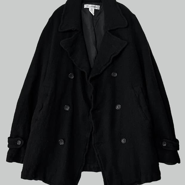 꼼데가르송 셔츠 축융 울 피코트 블랙