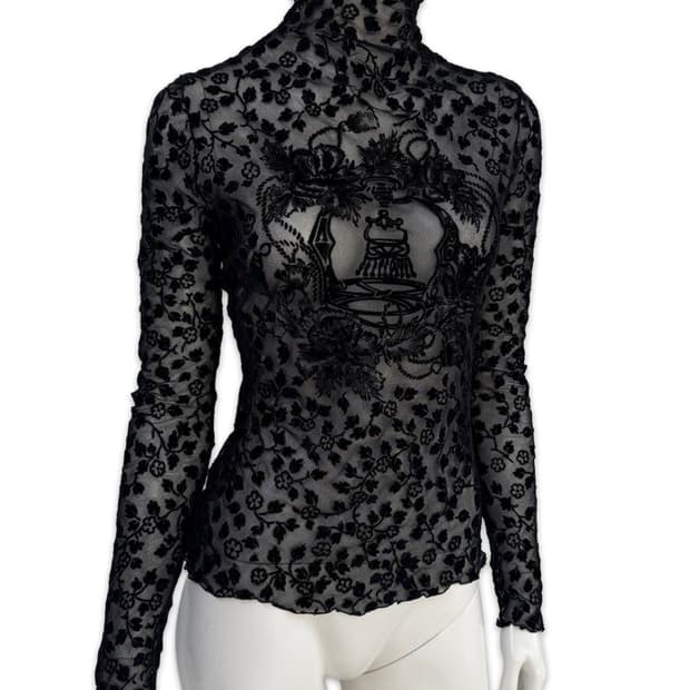 빈티지 4298 shizuka komuro 블랙 시스루 긴팔티