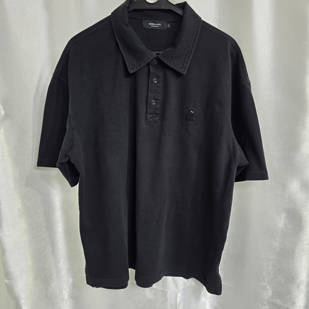 SEMBLANCE 지오송지오 블랙 반팔 카라티셔츠 (1596)