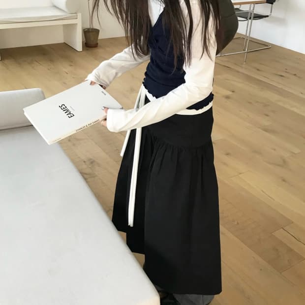 오브나인_flare shirring long skirt_M [새상품]