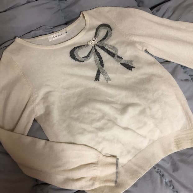 그레이 리본 아이보리 니트