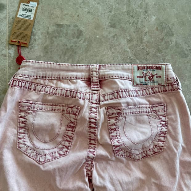 TrueReligion 트루릴리전 딸기우유색 스키니 바지