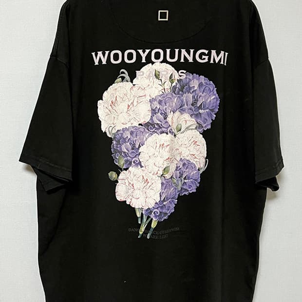 우영미 21SS 명작플라워 백로고 남자 반팔티 블랙 매장판 3XL 115