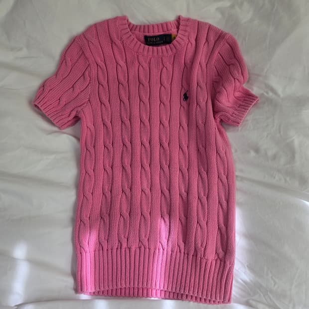 폴로 케이블 반팔 니트