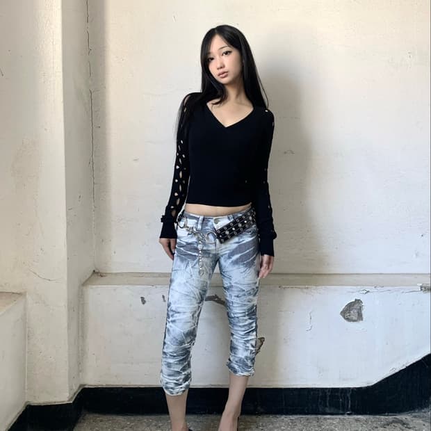 Stone Washed Capri Pants