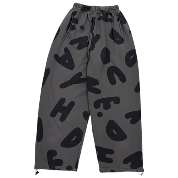 현도배 패턴 스트링 스웨트 팬츠 차콜 그레이 M