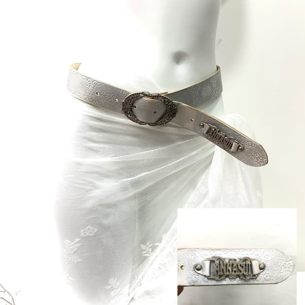 ANNA SUI silver logo embossed belt