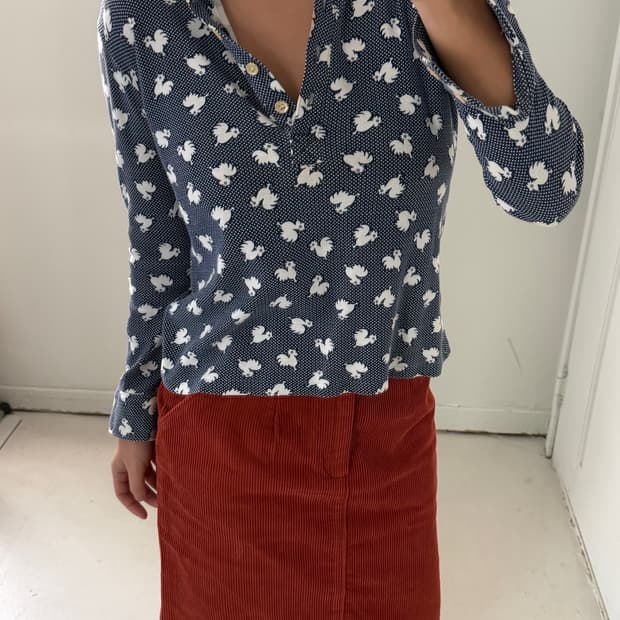 일본빈티지 패턴 카라 롱슬리브