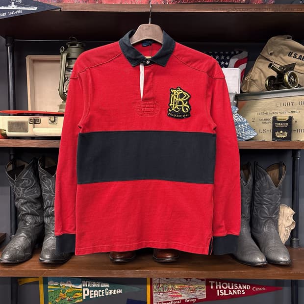 90s 폴로 랄프로렌 RL 자수 와펜 클래식 프레피 럭비티 N806