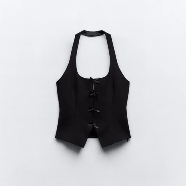 자라 리본 홀터넥 탑