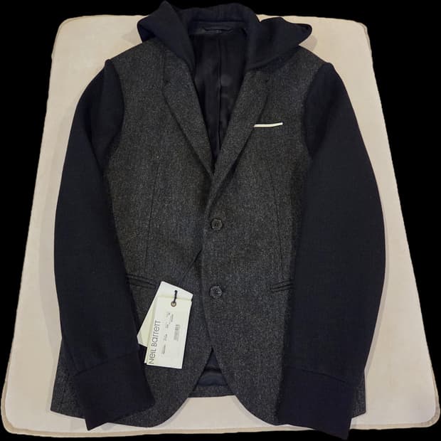 닐바렛 헤링본 후드 자켓