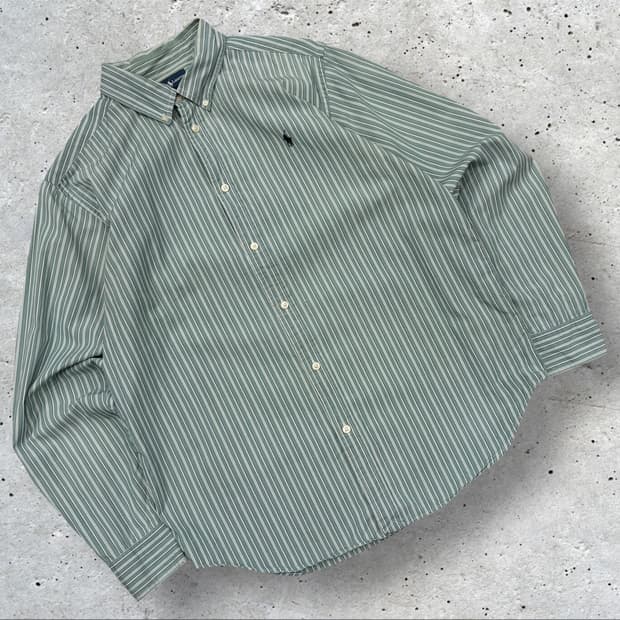 [XL] 폴로 랄프로렌 스트라이프 셔츠 그린 C644