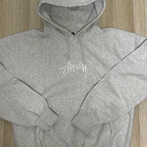 스투시 아플리케 스탁 로고 애쉬헤더 후드티 M