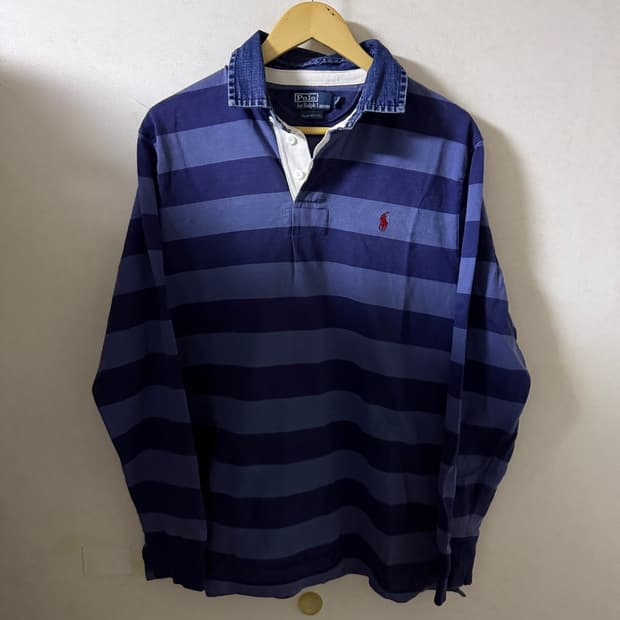 폴로 랄프로렌 데님배색 럭비 긴팔카라 티셔츠 커스텀XL (105)