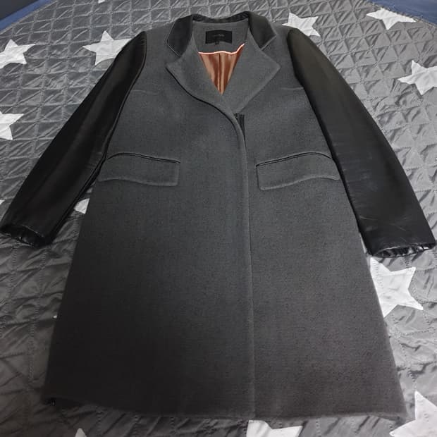 마쥬 MAJE 양가죽배색 울코트 그레이 (M)