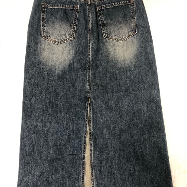 빈티지 느낌 데님 워싱 롱 스커트