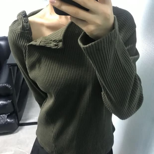 와플 후드 버튼티