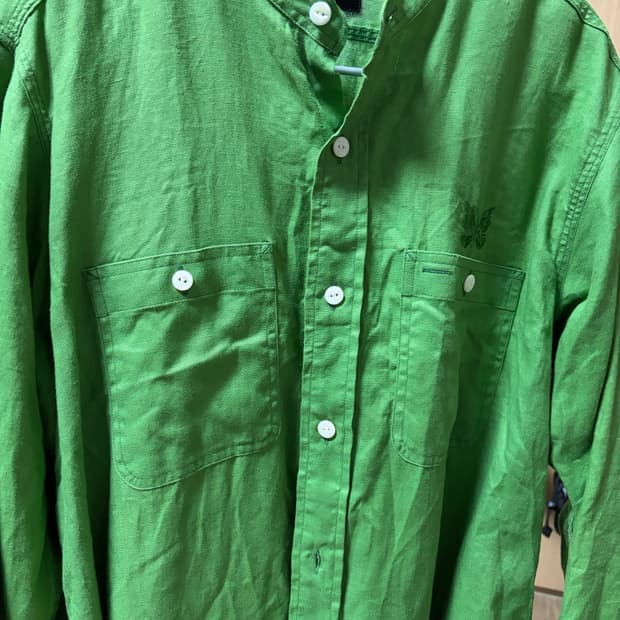 니들스 린넨 차이나 카라 셔츠 그린 M 