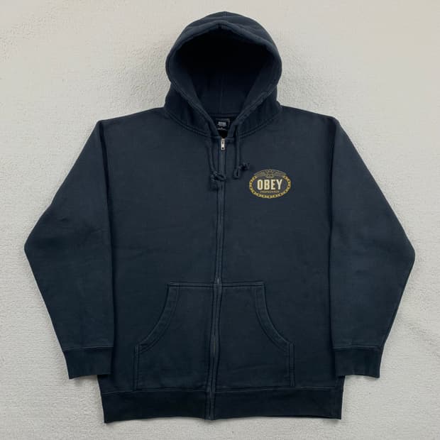 오베이 빅로고 블랙 후드집업 