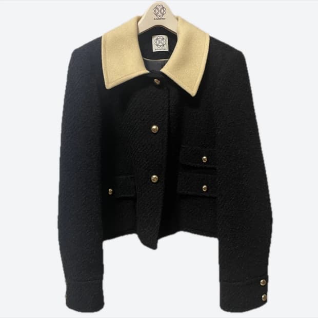 (미착용) 앳코너 카라 탈부착 트위드 자켓