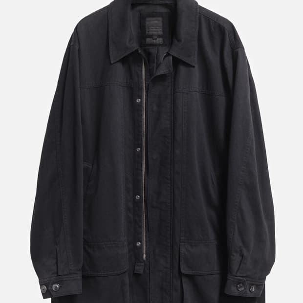 (S, 1) 고낙 워시드 헤비 코튼 카코트 블랙