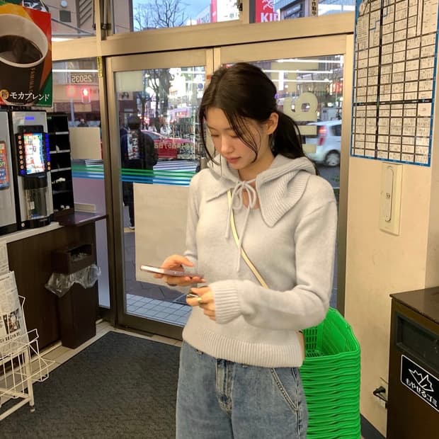 🩵르플레인 소호 모헤어 니트+바라클라바🤍배송비 포함