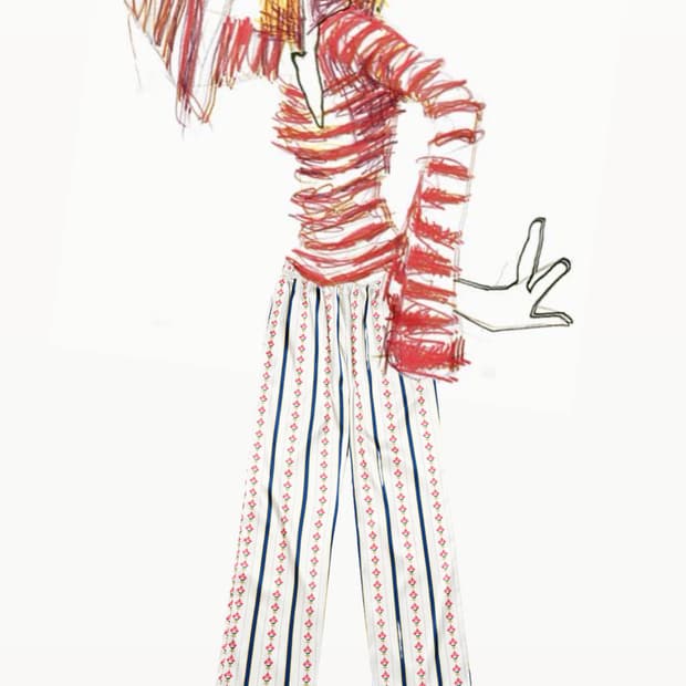 (막세일)FLOWER STRIPE PANTS IVORY