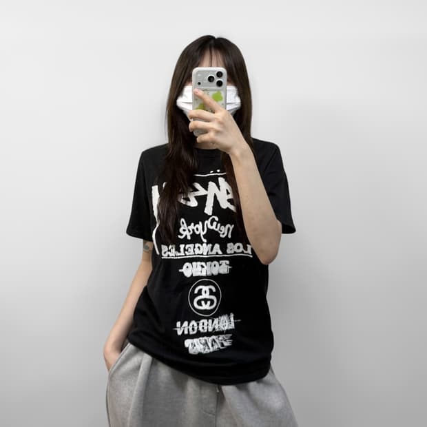 스투시 투어 반팔티 블랙