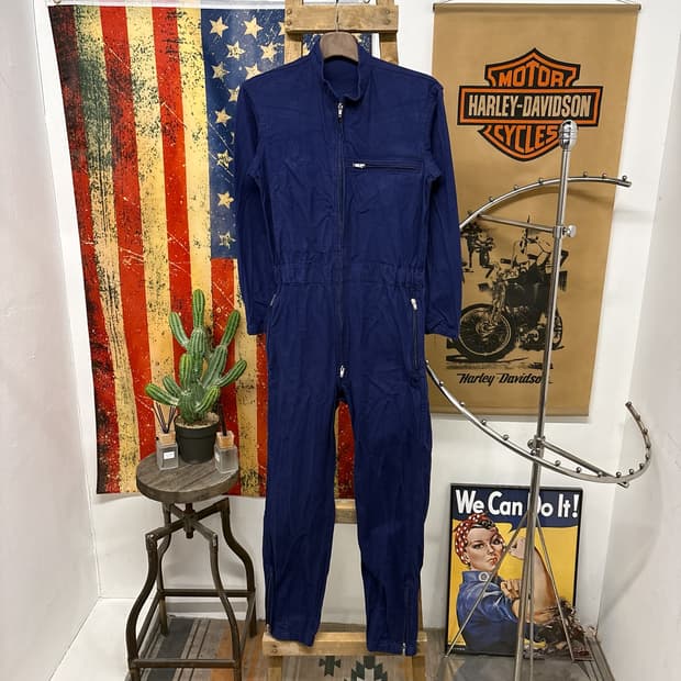 80~90s 프렌치 워크웨어 코튼트윌 커버올 점프수트  N981