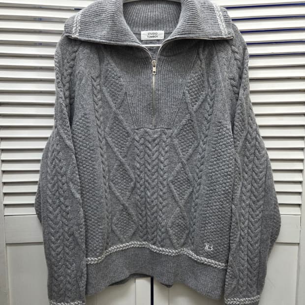 스튜디오톰보이 하프 집업 울 니트