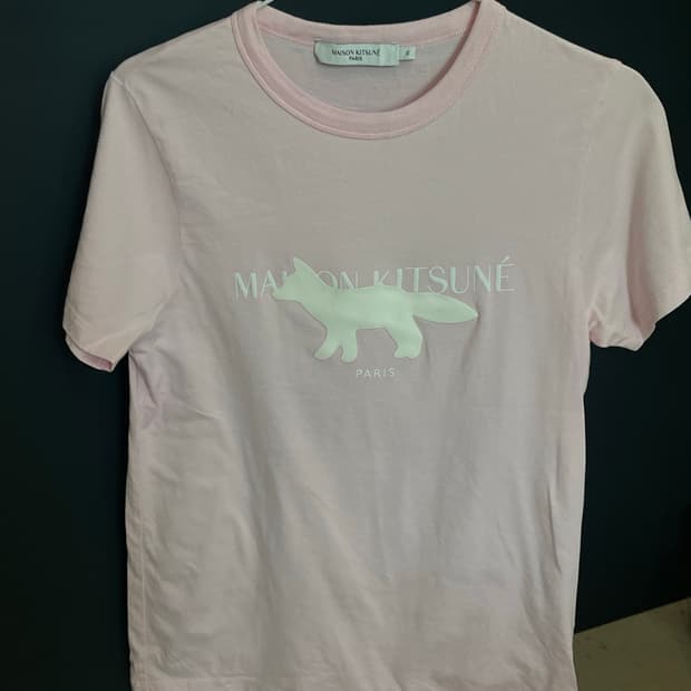 메종키츠네 핑크 반팔 티셔츠