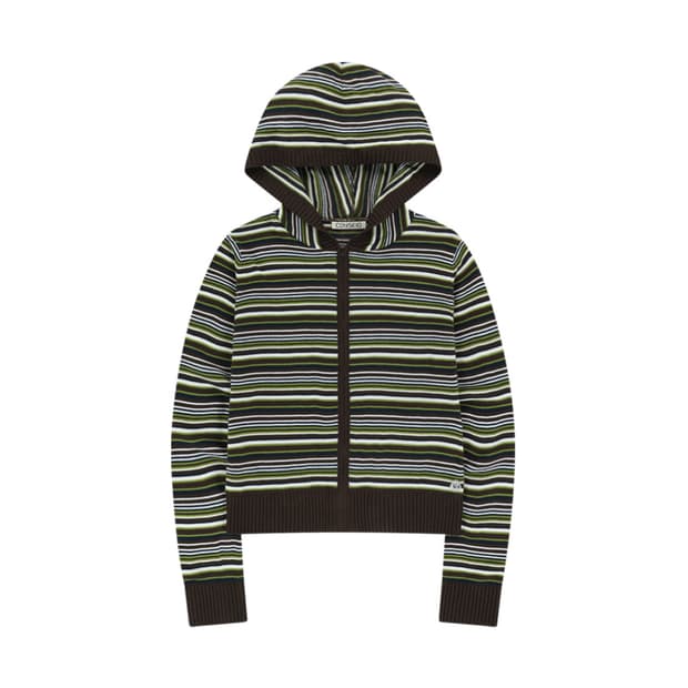 코이세이오 소프트 니트 집업 스트라이프