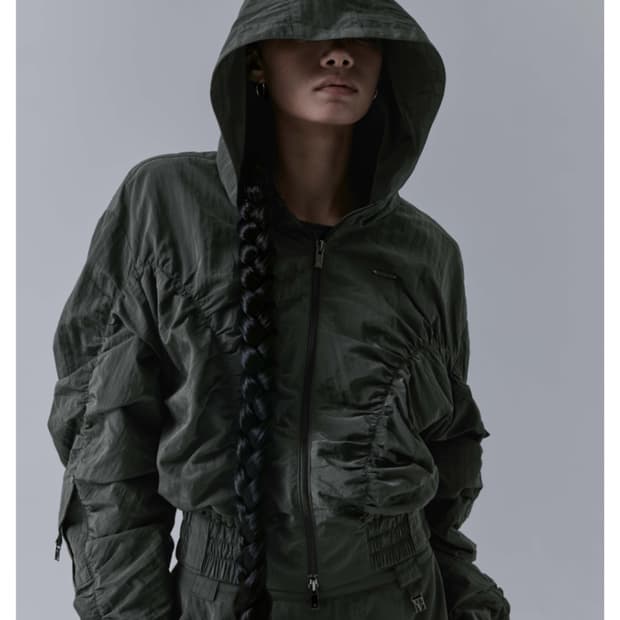 트리밍버드 Nylon Cargo Shirring Zip-up 카키 아우터