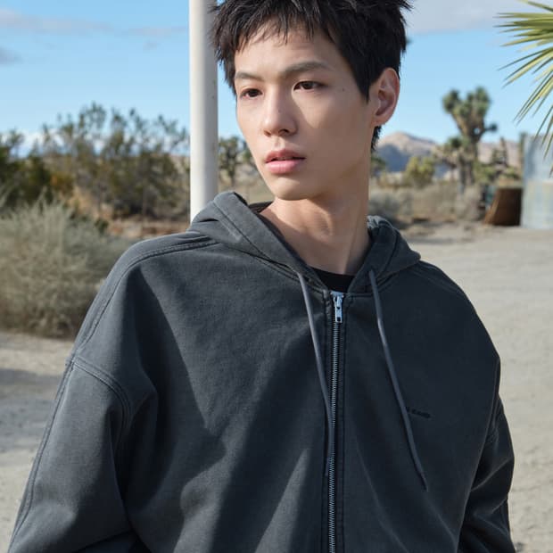 로우클래식 Lc WASHED ZIP-UP HOODIE CHARCOAL