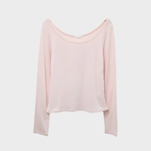 GU 핑크 유넥 긴팔 티셔츠 61403