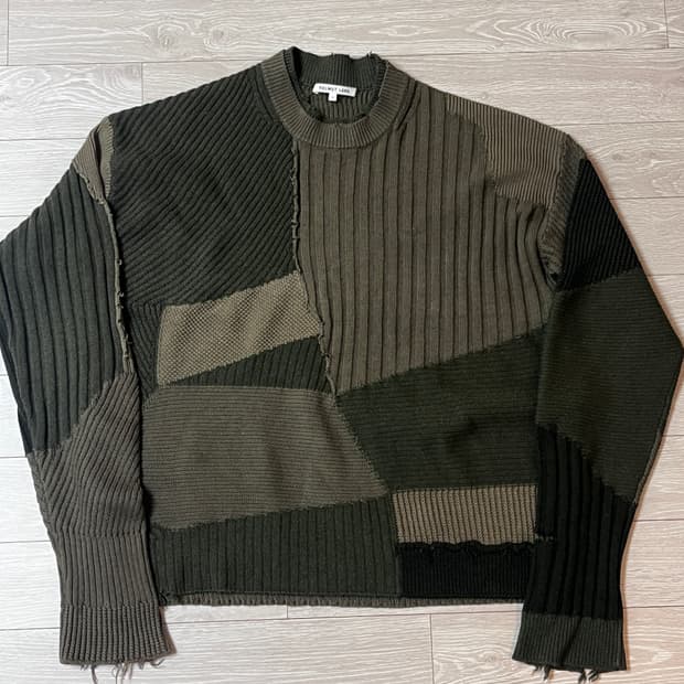 헬무트랭 디스트레스드 패치워크 니트 