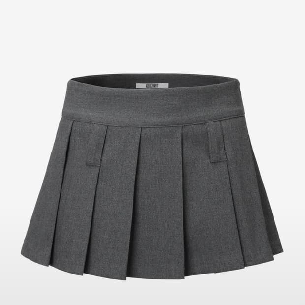 카키포인트 플리츠 스커트 M (gray)