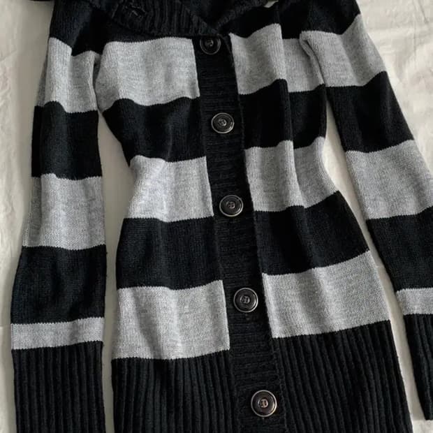 빈티지 스트라이프 니트가디건(일본빈티지 매드펑크 에이치나오토 코이세이오