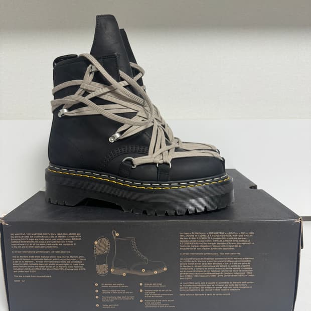 닥터마틴 x 릭 오웬스 1460 쿼드 솔 메가 레이스 부츠 블랙 260