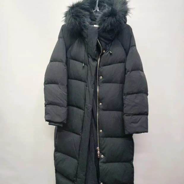 스튜디오 톰보이 덕다운 롱패딩 후드라쿤털퍼 L