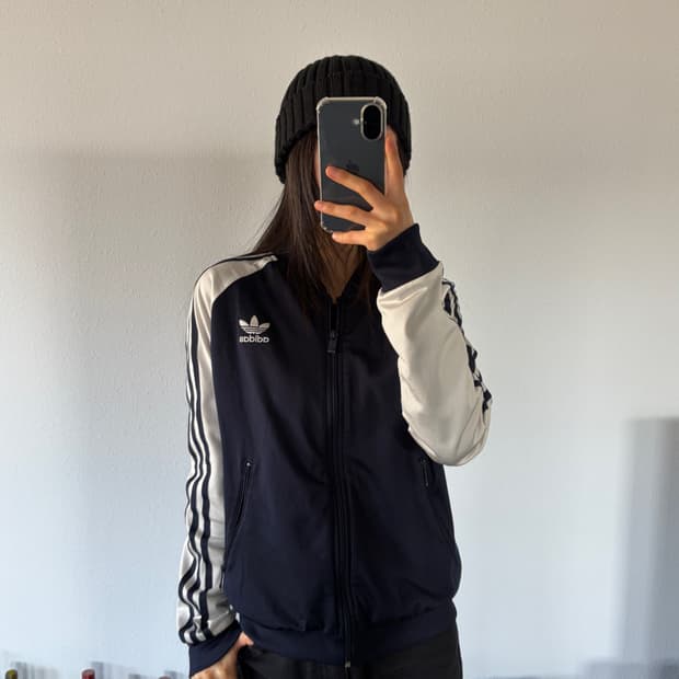 [M]아디다스 레오파드 홍지윤 트레포일 트랙탑 져지