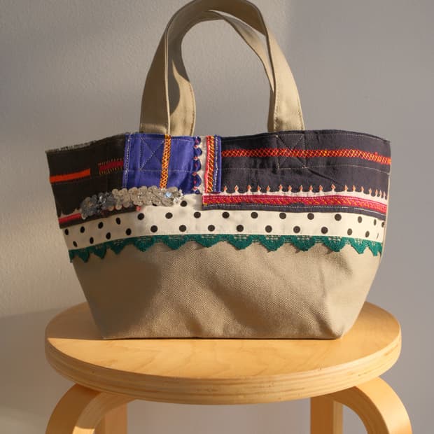Patch work canvas bag