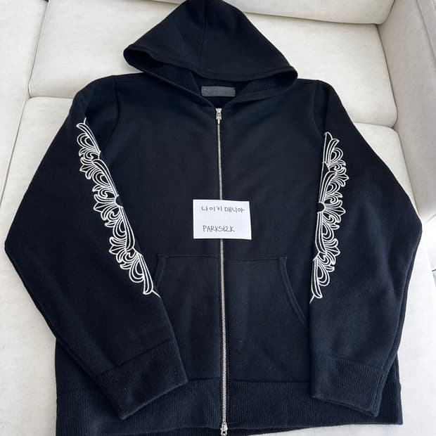 [XL]크롬하츠 캐시미어 플로랄 자수 후드집업