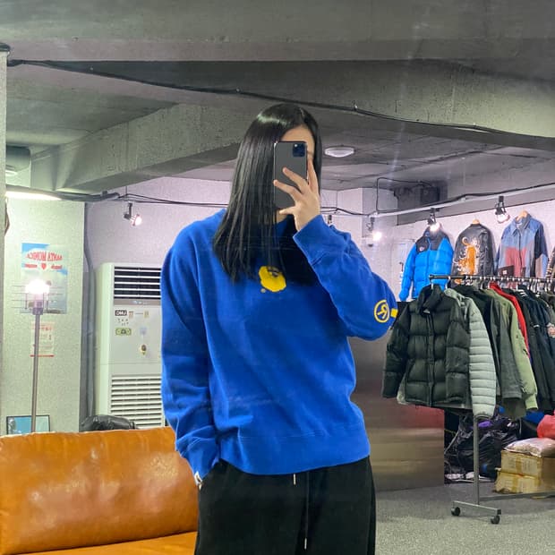 베이프 사루로고 블루 스웻셔츠 크루넥 맨투맨 B3891