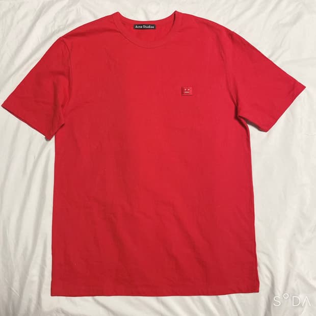 아크네 스튜디오 페이스 반팔 티셔츠 레드 L