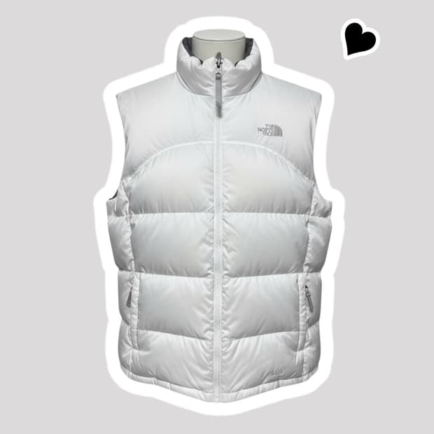 여성 노스페이스 화이트 조끼패딩